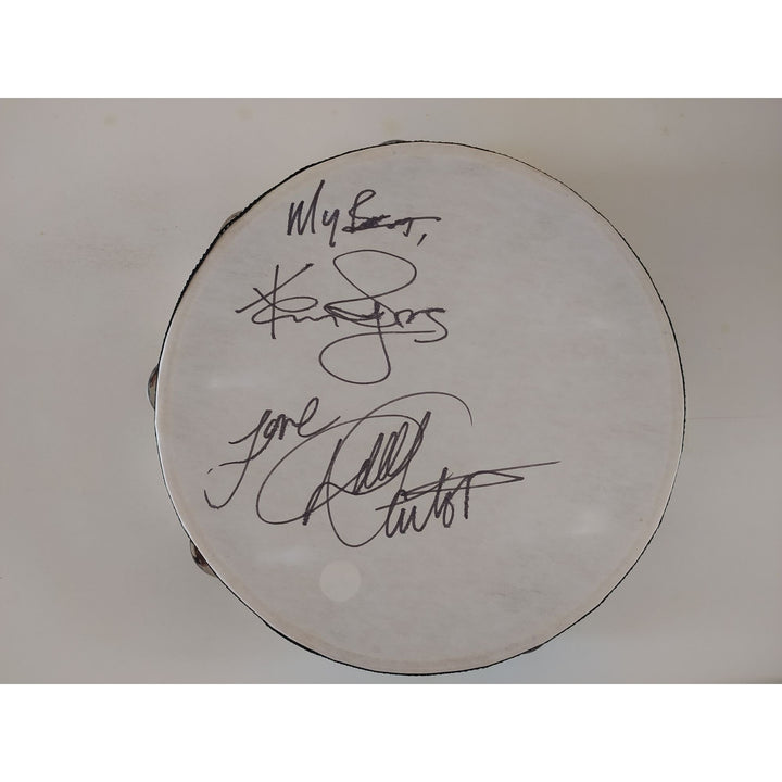 Dolly Parton and Kenny Rogers 14-in tambourine sign with proof