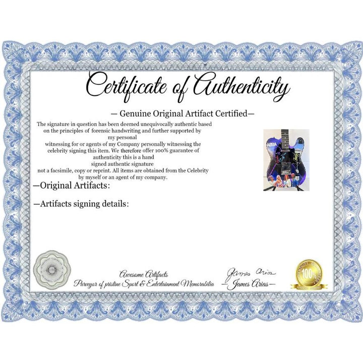 ABBA Agnetha Fältskog Anni-Frid Lyngstad Björn Ulvaeus Benny Andersson "One of a Kind" telecaster full size electric guitar signed.