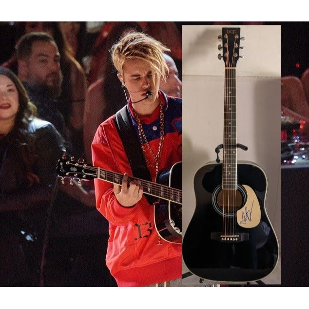 Justin Bieber 41' full size acoustic guitar signed with proof