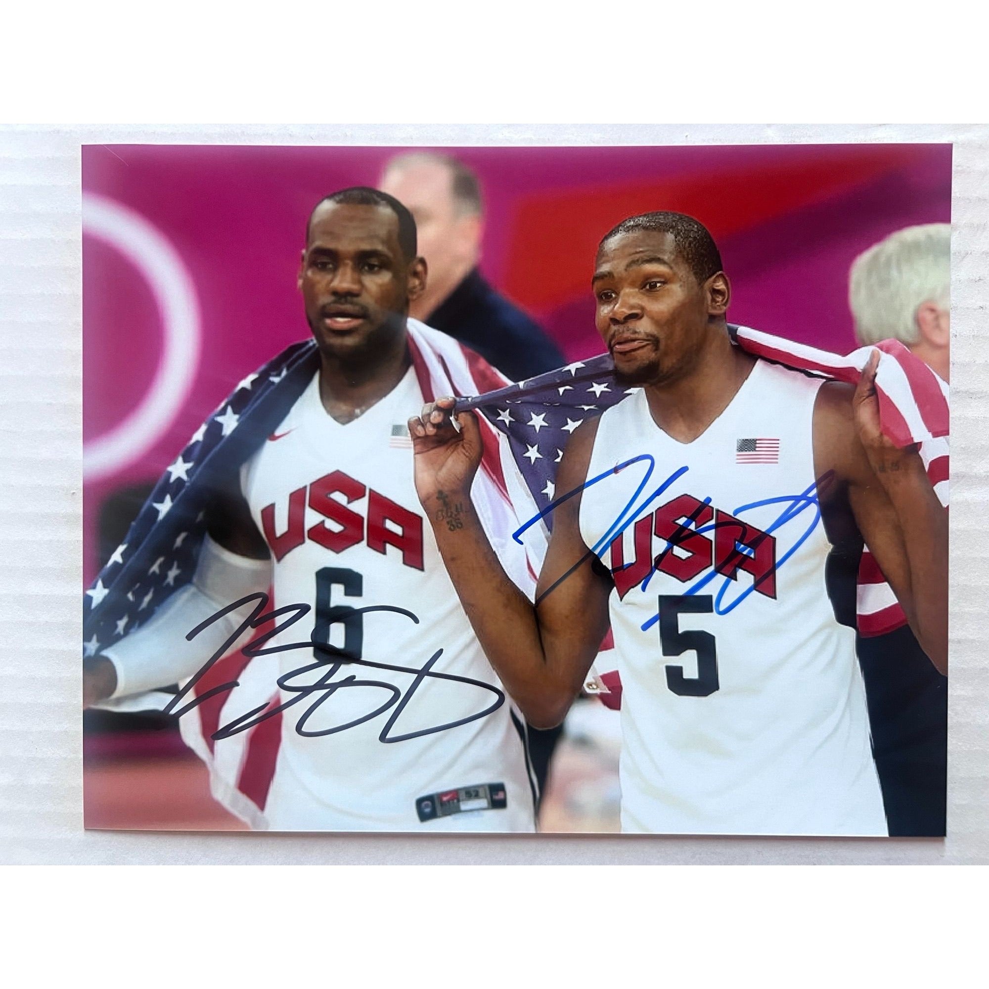 Kevin Durant and LeBron James 2024 Team USA 8x10 photo signed with proof