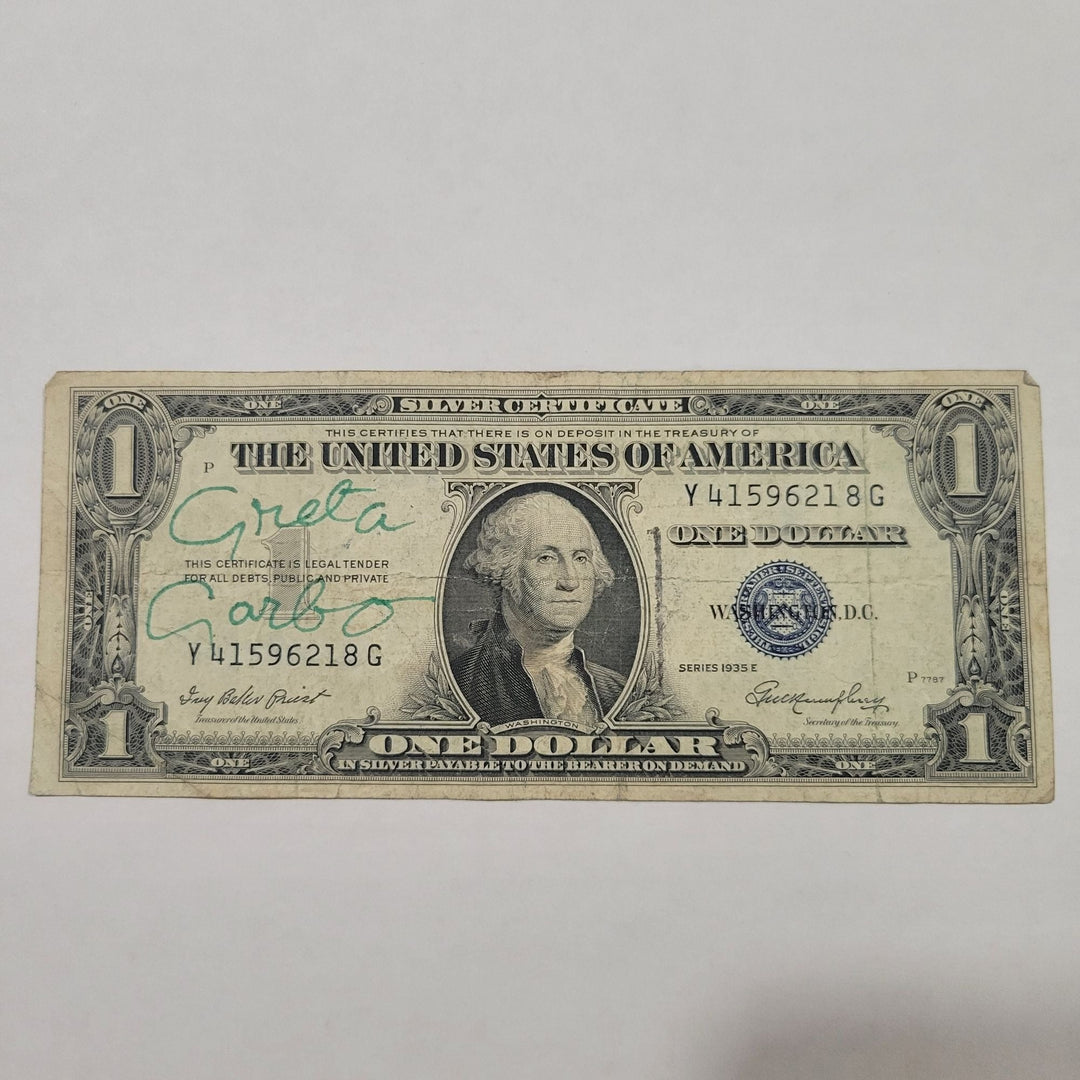 Greta Garbo 1939 US Silver certificate dollar bill Awesome Artifacts