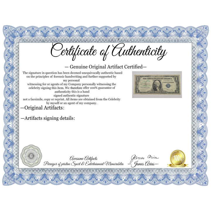 Greta Garbo 1939 US Silver certificate dollar bill Awesome Artifacts