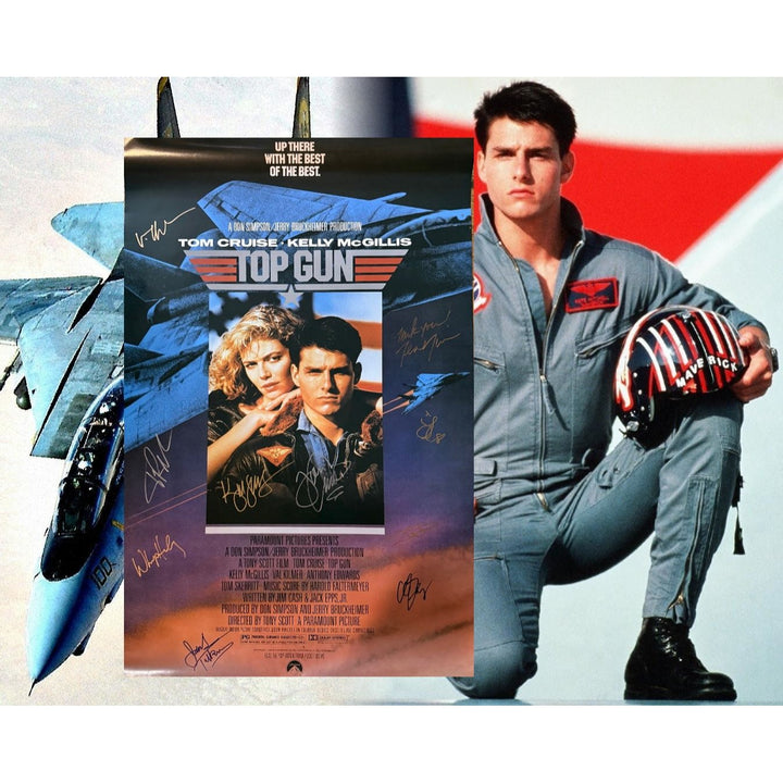 Top Gun Tom Cruise, Kelly McGillis, Val Kilmer, Kenny Loggins, Terri Nunn signed 24x36 original poster with proof