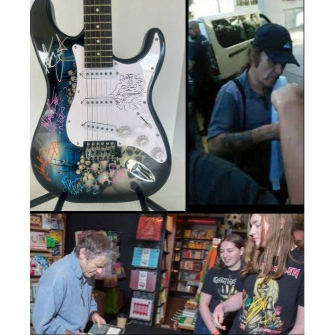 Iron Maiden Bruce Dickinson Steve Harris Adrian Smith Dave Murray Neko McBrain Janick Gers with band artist unique skull Heavy Metal guitar