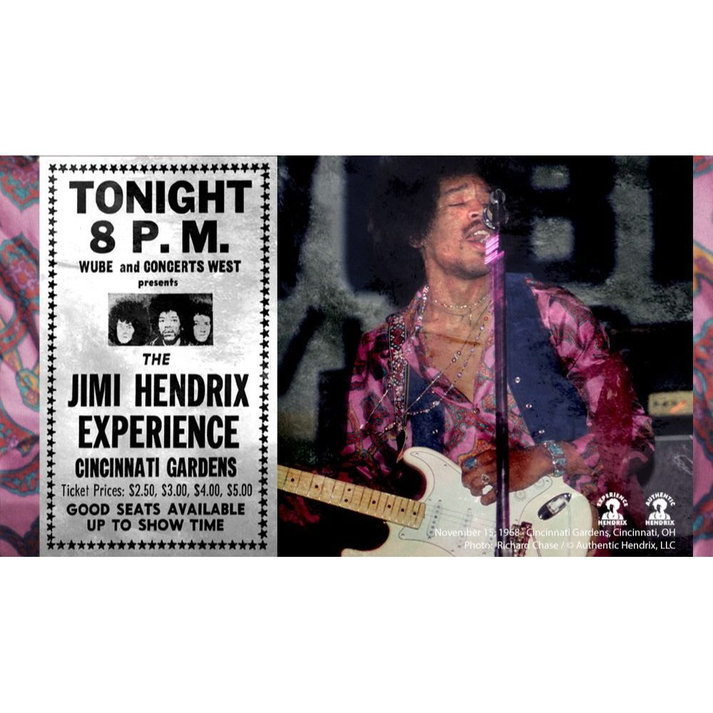 Jimi Hendrix, Noel Redding, Mitch Mitchell, Teisco Audition Kawai Zen-On electric guitar signed with proof and museum quality frame 27x52