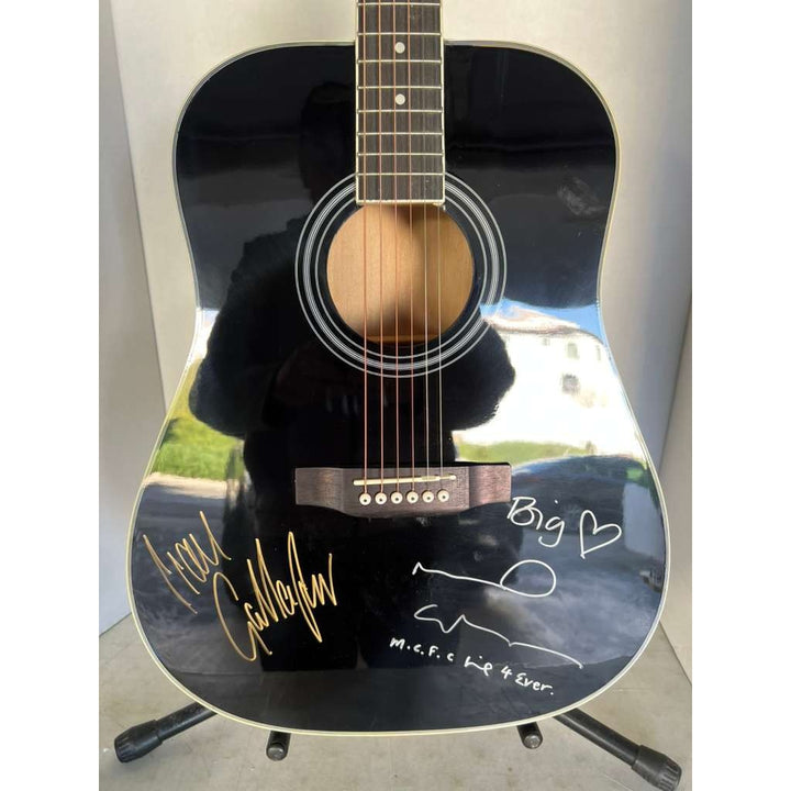 Noel Gallagher & Liam Gallagher Oasis full size acoustic guitar signed with proof
