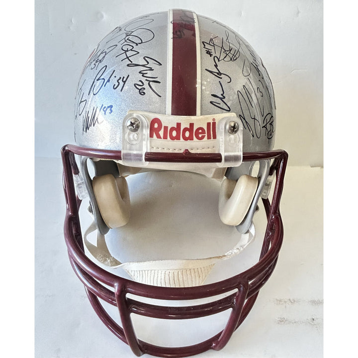 Superbowl XLII Riddell Pro authentic team signed helmet Wes Welker , Tom Brady, Bill Belachick, Teddy Bruschi, Randy Moss New England