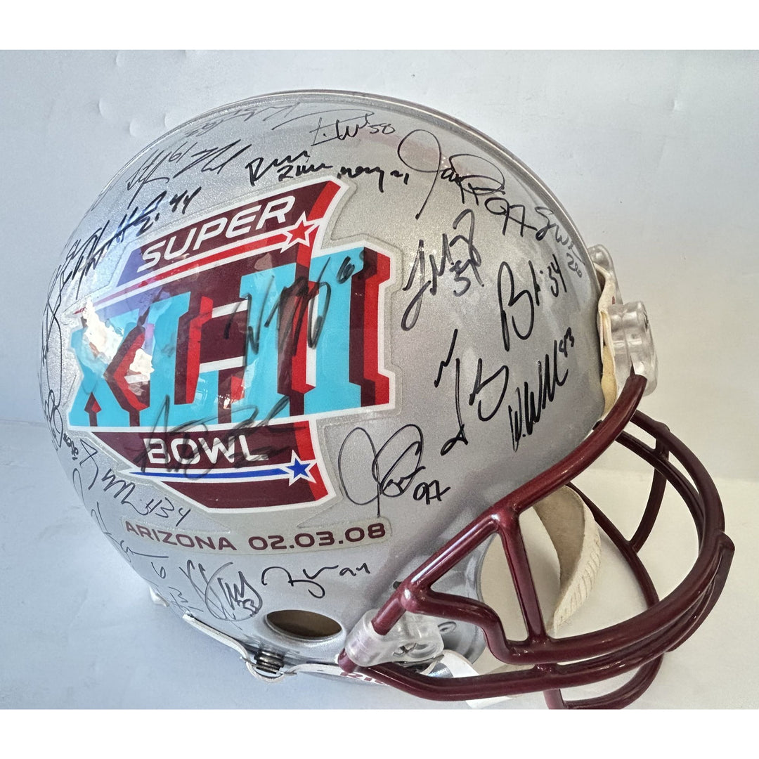 Superbowl XLII Riddell Pro authentic team signed helmet Wes Welker , Tom Brady, Bill Belachick, Teddy Bruschi, Randy Moss New England