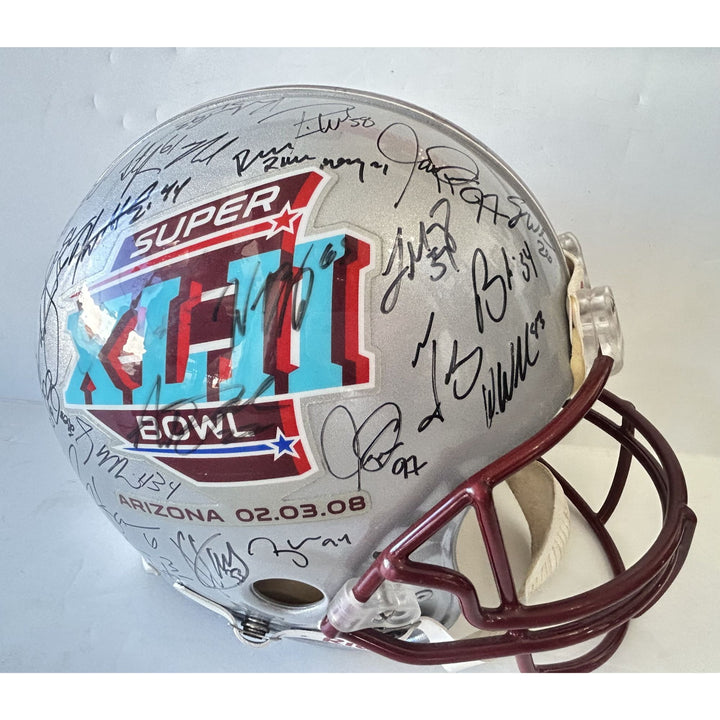 Superbowl XLII Riddell Pro authentic team signed helmet Wes Welker , Tom Brady, Bill Belachick, Teddy Bruschi, Randy Moss New England