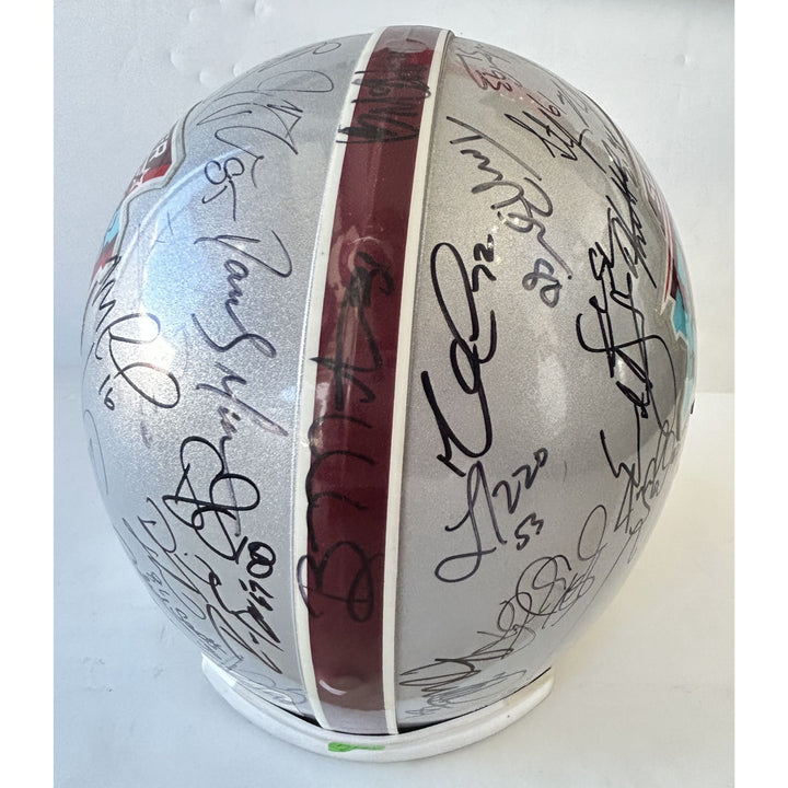 Superbowl XLII Riddell Pro authentic team signed helmet Wes Welker , Tom Brady, Bill Belachick, Teddy Bruschi, Randy Moss New England