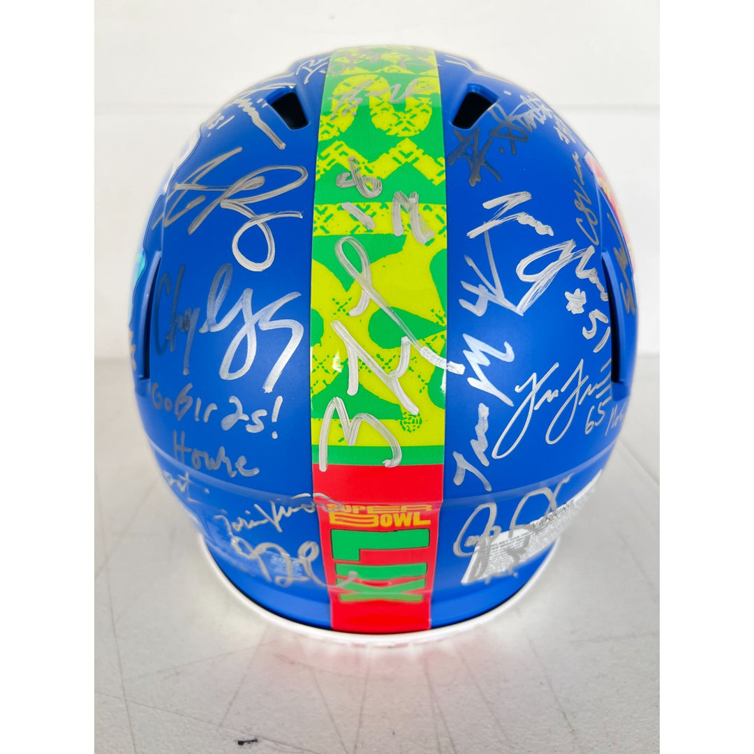 Super Bowl LIX 2025 Philadelphia Eagles pro game model helmet team signed with 40 plus signatures & signing proof .