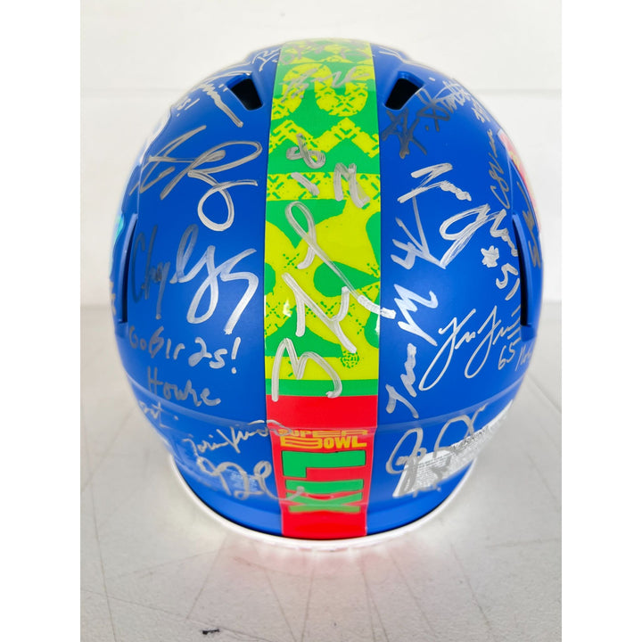 Super Bowl LIX 2025 Philadelphia Eagles pro game model helmet team signed with 40 plus signatures & signing proof .