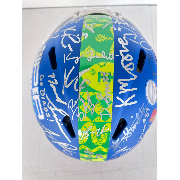 Super Bowl LIX 2025 Philadelphia Eagles pro game model helmet team signed with 40 plus signatures & signing proof .