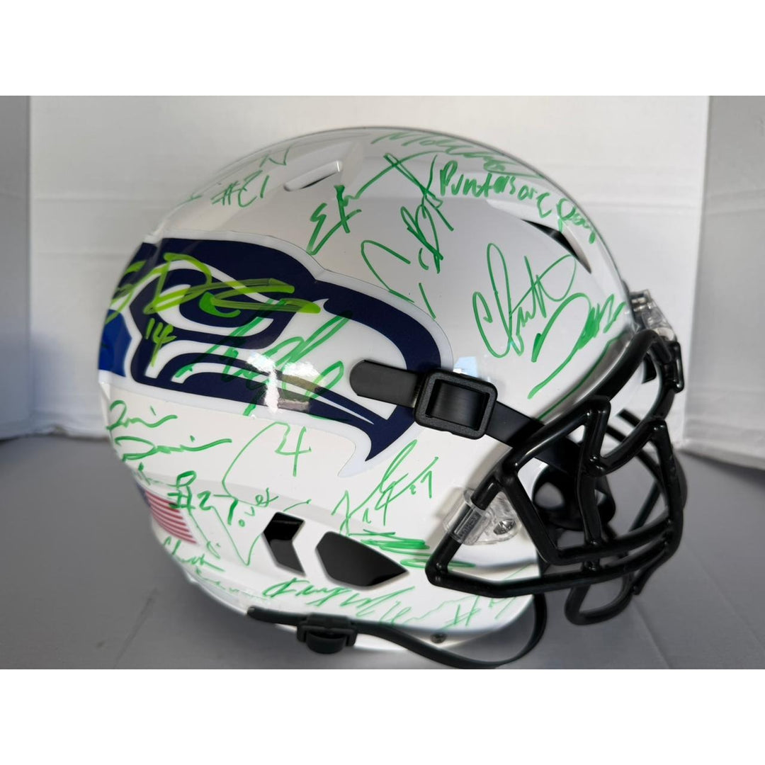 Seattle Seahawks pro model helmet 2025 team signed with proof (40 plus signatures)
