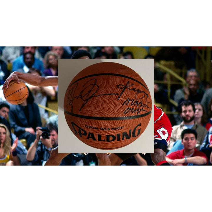 Michael Jordan and  Kobe Bryant signed and inscribed "Mamba Out"  official Spalding NBA basketball signed with proof