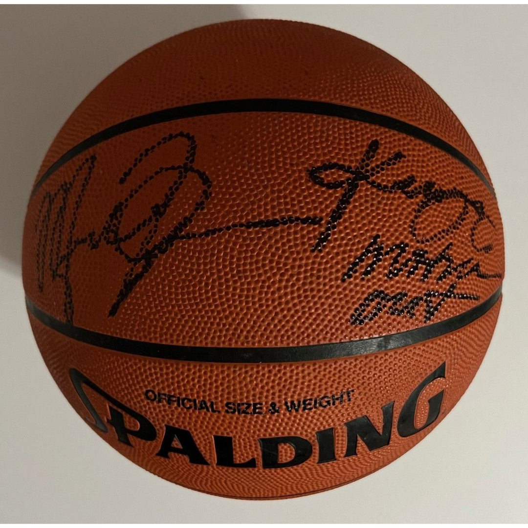 Michael Jordan and  Kobe Bryant signed and inscribed "Mamba Out"  official Spalding NBA basketball signed with proof