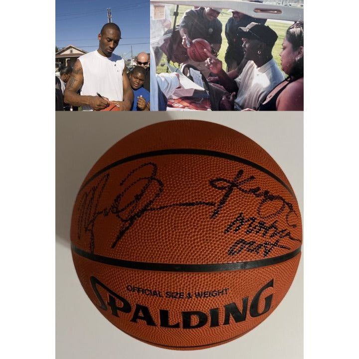 Michael Jordan and  Kobe Bryant signed and inscribed "Mamba Out"  official Spalding NBA basketball signed with proof