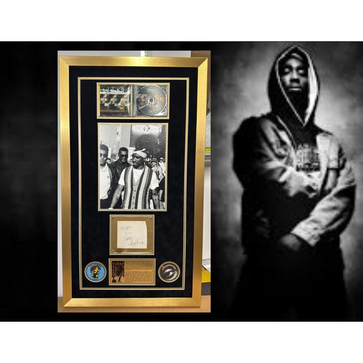 Tupac Shakur 4x5 autograph book page signed with proof & museum quality frame