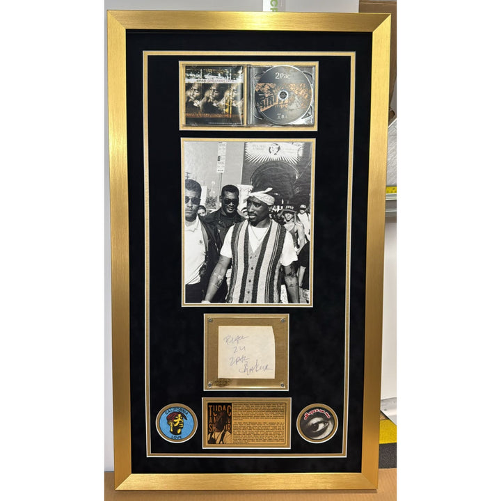 Tupac Shakur 4x5 autograph book page signed with proof & museum quality frame