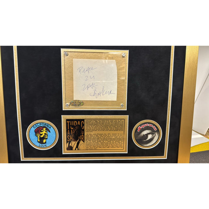 Tupac Shakur 4x5 autograph book page signed with proof & museum quality frame