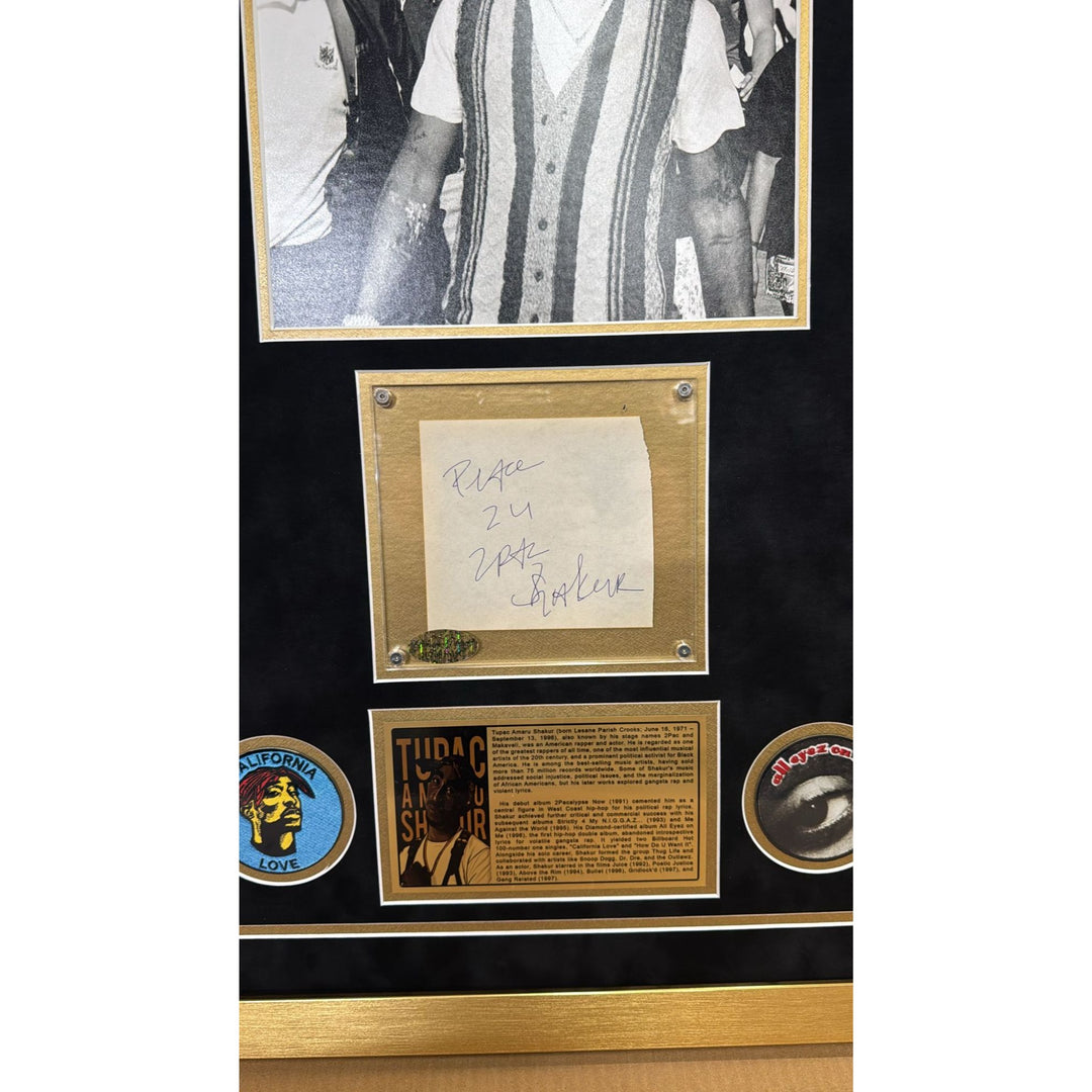 Tupac Shakur 4x5 autograph book page signed with proof & museum quality frame
