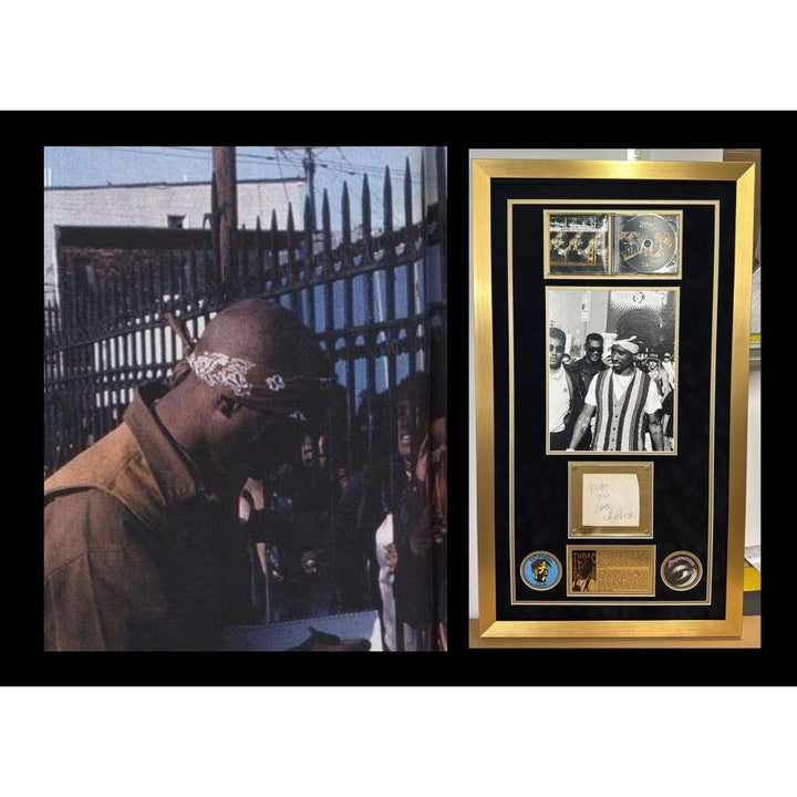 Tupac Shakur 4x5 autograph book page signed with proof & museum quality frame