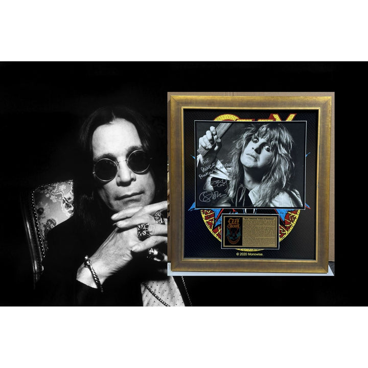 Ozzy Osbourne 11x14 photo signed with inscription and proof and museum quality frame 21x23