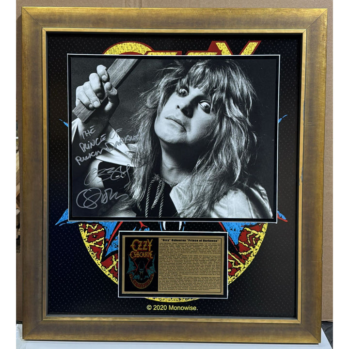 Ozzy Osbourne 11x14 photo signed with inscription and proof and museum quality frame 21x23