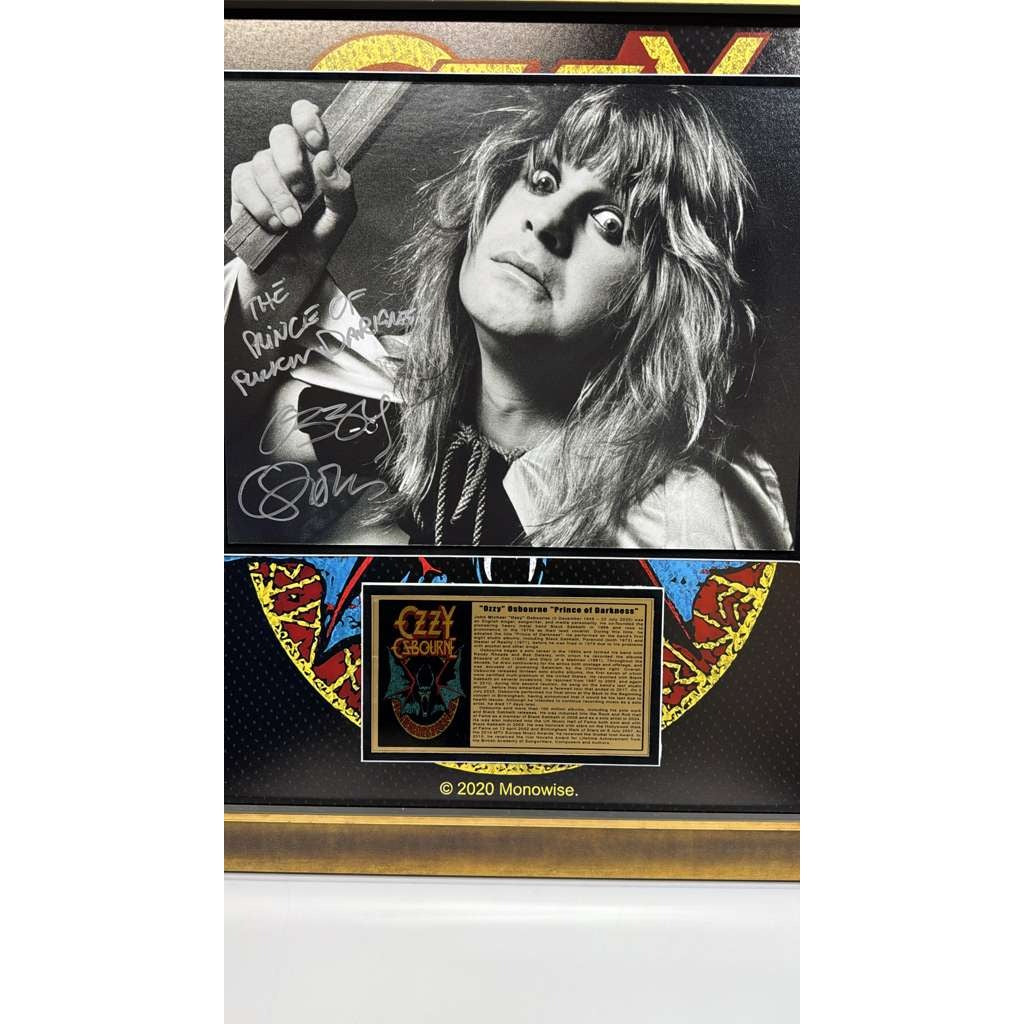 Ozzy Osbourne 11x14 photo signed with inscription and proof and museum quality frame 21x23