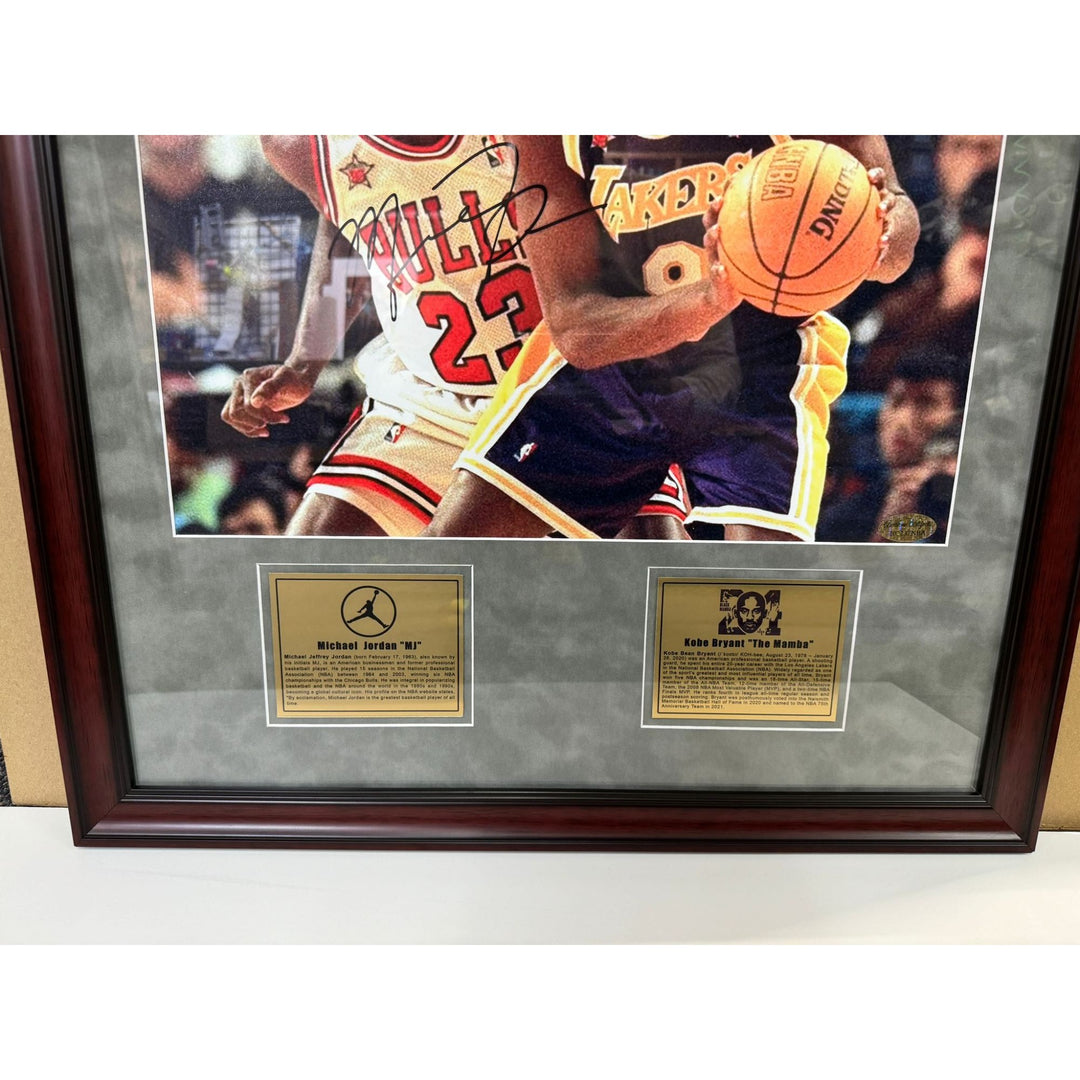 Michael Jordan Chicago Bulls Kobe Bryant Los Angeles Lakers 16x20 photograph signed and framed with proof