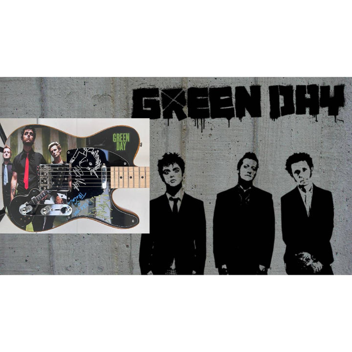 Green Day  Billie Joe Armstrong  Tré Cool Telecaster electric guitar signed with proof.
