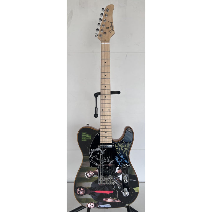 Green Day  Billie Joe Armstrong  Tré Cool Telecaster electric guitar signed with proof.