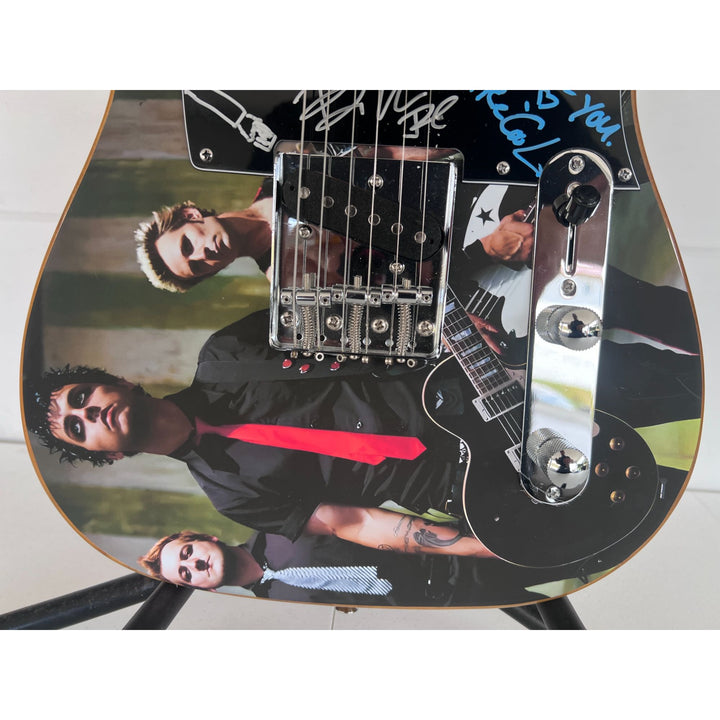 Green Day  Billie Joe Armstrong  Tré Cool Telecaster electric guitar signed with proof.