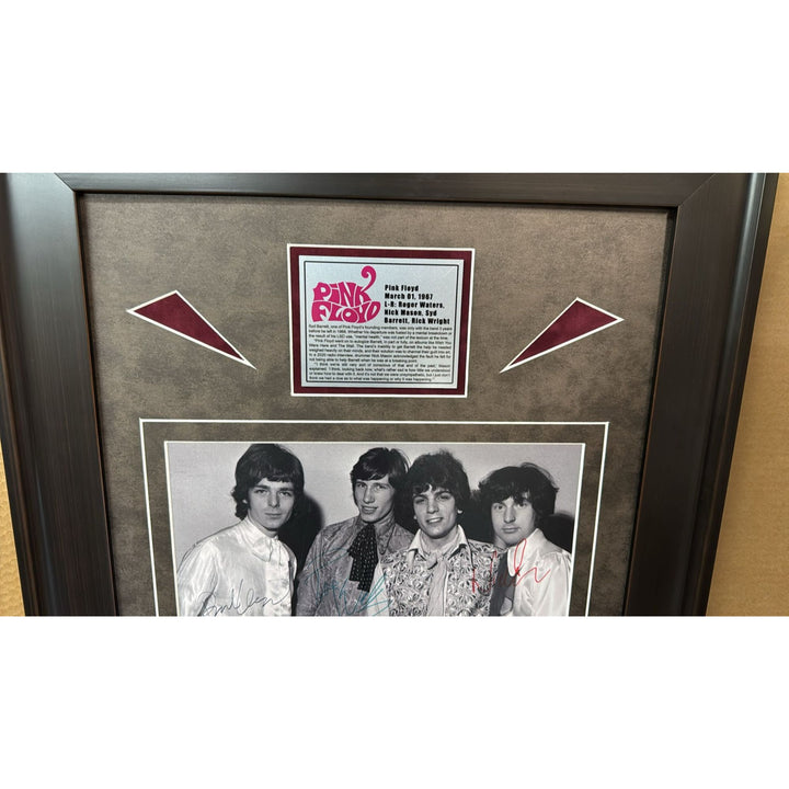 Pink Floyd 11x14 photo signed Roger Waters Nick Mason Richard Wright and original concert ticket signed by Syd Barrett with proof.