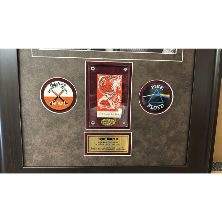 Pink Floyd 11x14 photo signed Roger Waters Nick Mason Richard Wright and original concert ticket signed by Syd Barrett with proof.