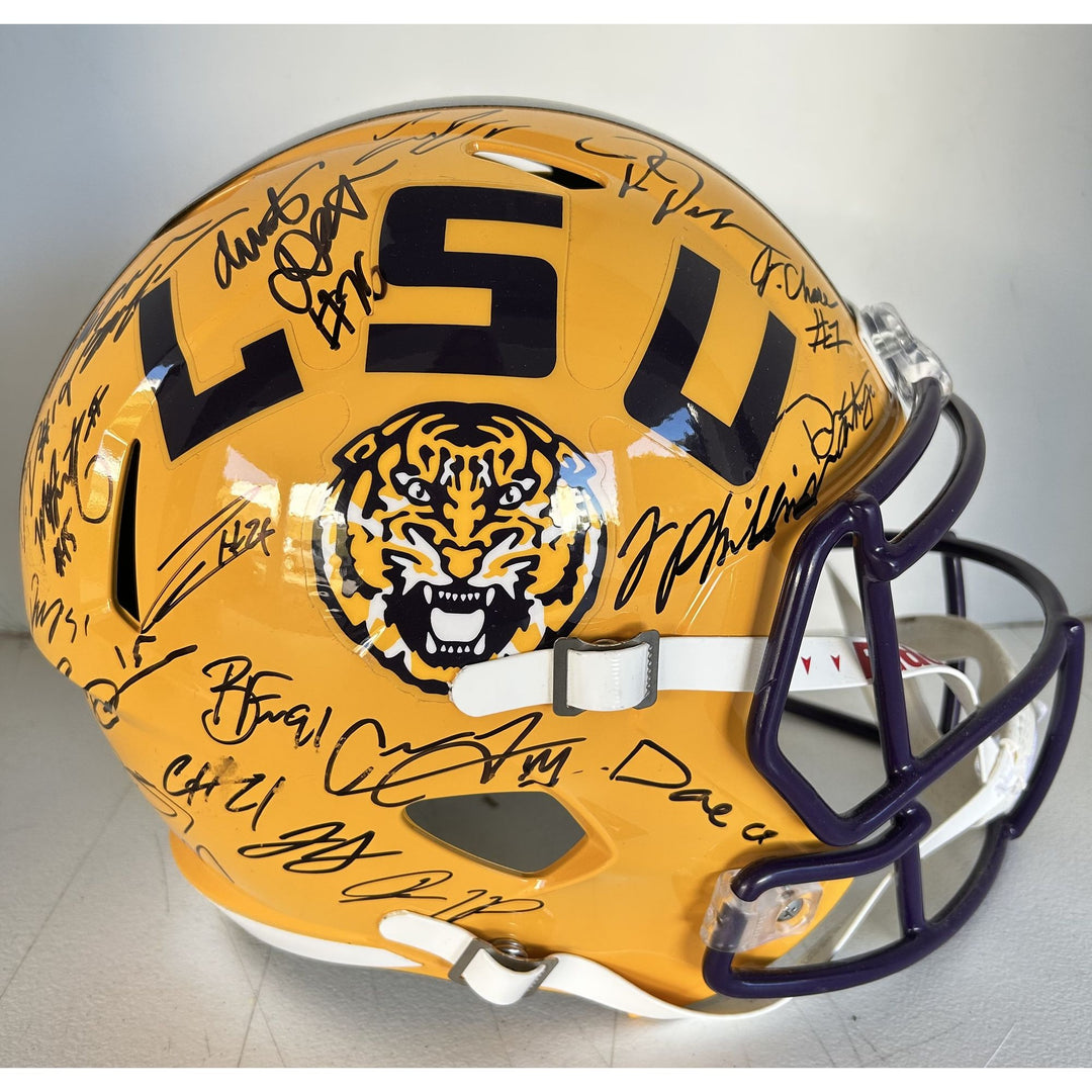 Joe Burrow Ja'Marr Chase LSU Tigers full size National Champions Ridell helmet signed with with proof
