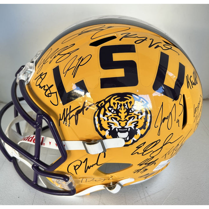 Joe Burrow Ja'Marr Chase LSU Tigers full size National Champions Ridell helmet signed with with proof