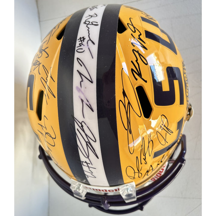 Joe Burrow Ja'Marr Chase LSU Tigers full size National Champions Ridell helmet signed with with proof