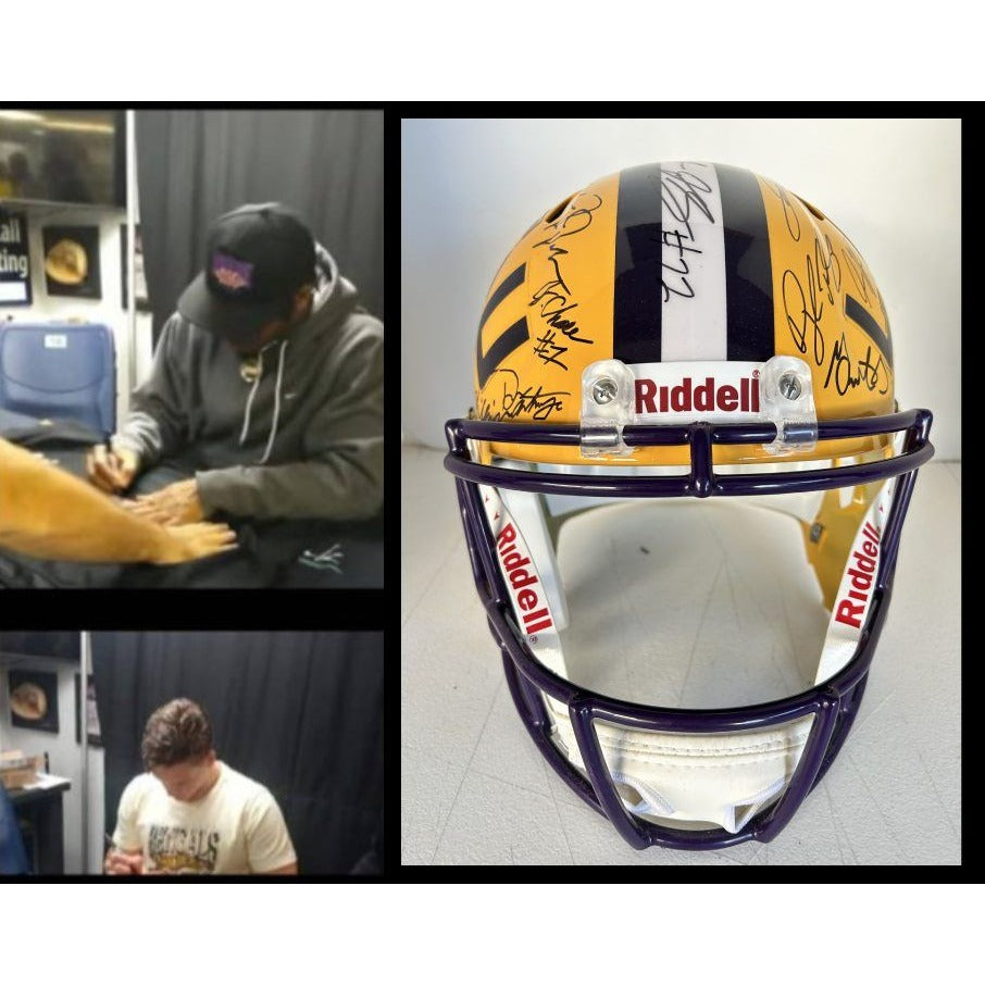 Joe Burrow Ja'Marr Chase LSU Tigers full size National Champions Ridell helmet signed with with proof
