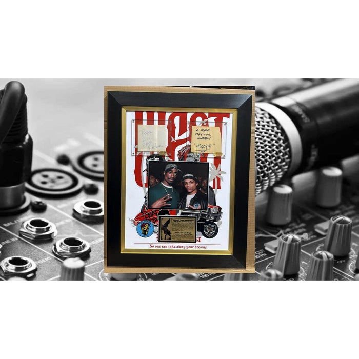 Tupac Shakur & Eric Lynn Wright "Eazy - E" autograph page book signed with proof and museum quality frame 24x28