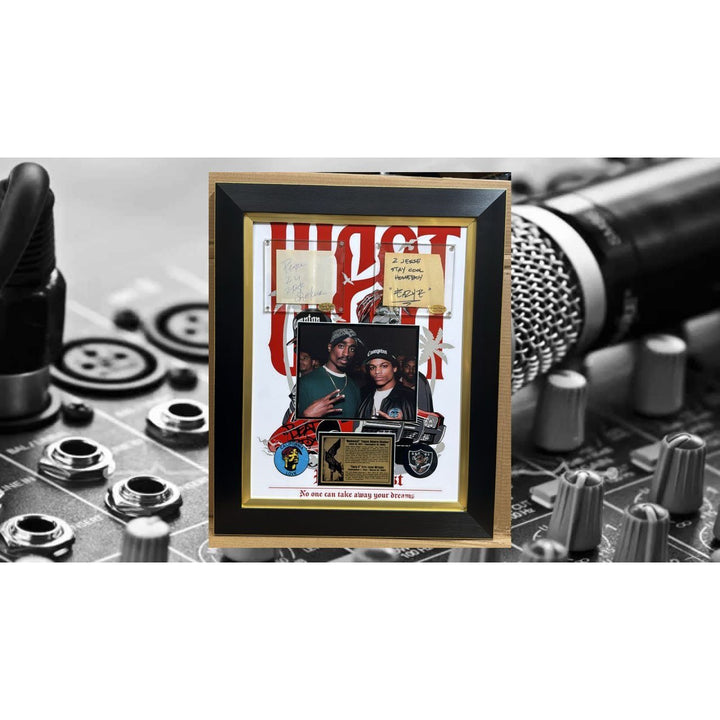 Tupac Shakur & Eric Lynn Wright "Eazy - E" autograph page book signed with proof and museum quality frame 24x28
