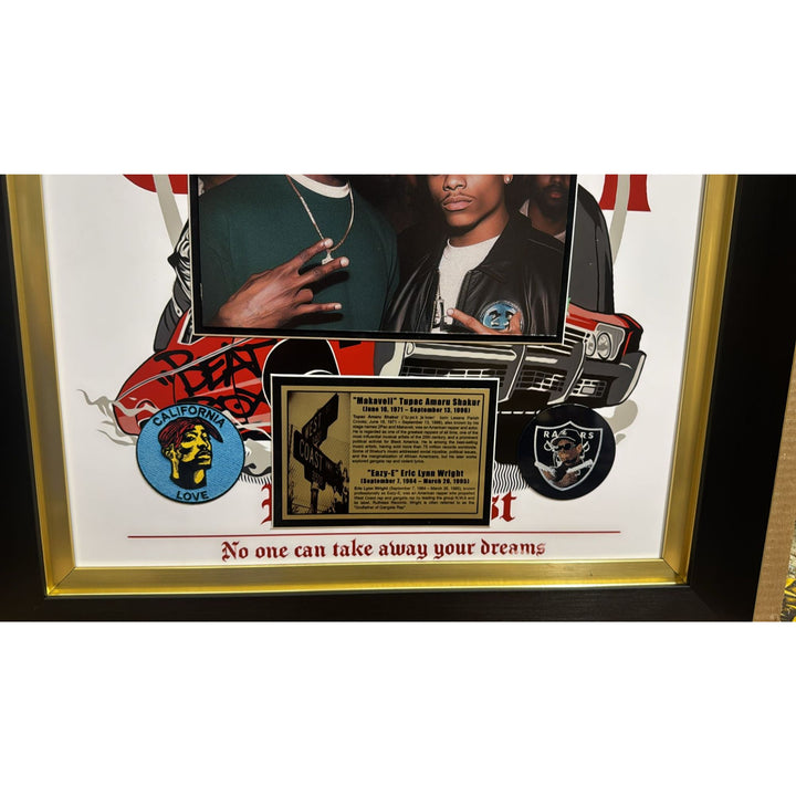 Tupac Shakur & Eric Lynn Wright "Eazy - E" autograph page book signed with proof and museum quality frame 24x28