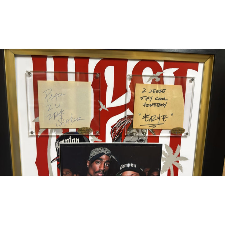 Tupac Shakur & Eric Lynn Wright "Eazy - E" autograph page book signed with proof and museum quality frame 24x28