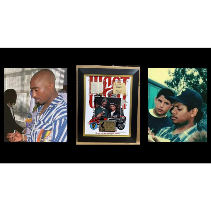 Tupac Shakur & Eric Lynn Wright "Eazy - E" autograph page book signed with proof and museum quality frame 24x28