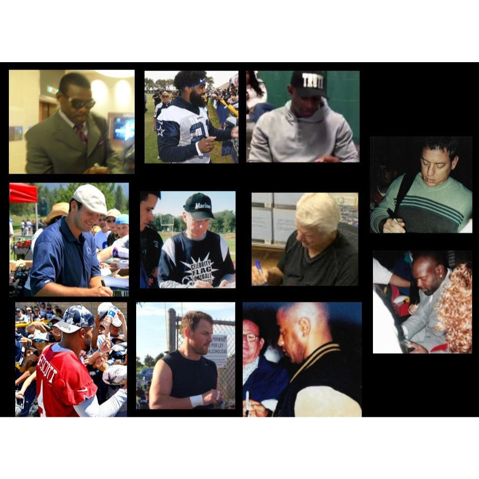 Dallas Cowboys Legends Roger Staubach, Deon Sanders Emmit Smith Troy Aiman, Tony Dorsett 16x20 photo signed with proof 12 in all.