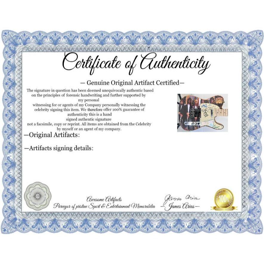 Traveling  Wilburys Roy Orbison Jeff Lynne Bob Dylan Tom Petty George Harrison full size electric guitar signed  with proof