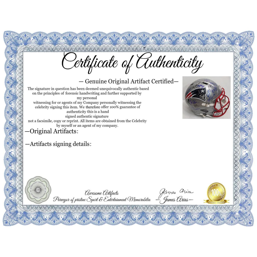 New England Patriots 2025 Drake Maye, Mike Vrabel, Kayshon Boutte, Hunter Henry, Stefon Diggs, Christian Gonzalez, team signed helmet