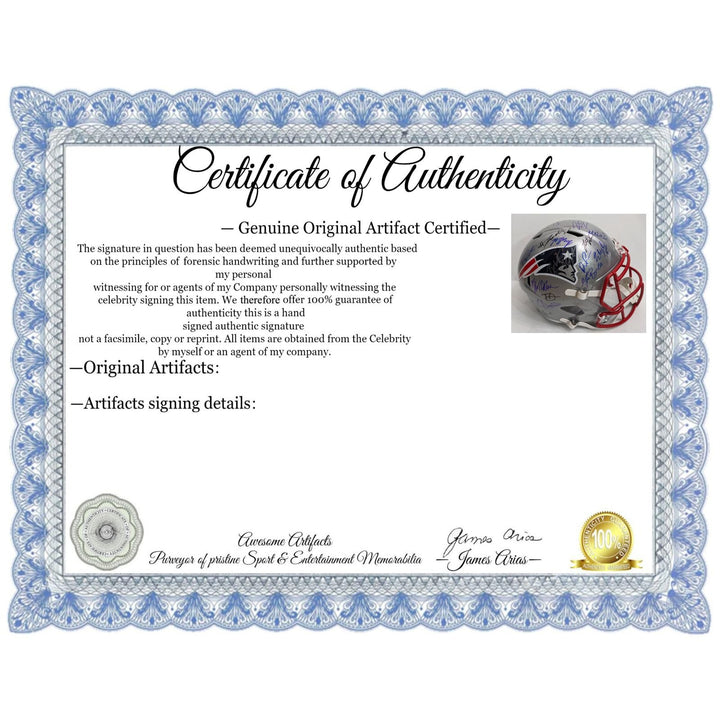 New England Patriots 2025 Drake Maye, Mike Vrabel, Kayshon Boutte, Hunter Henry, Stefon Diggs, Christian Gonzalez, team signed helmet