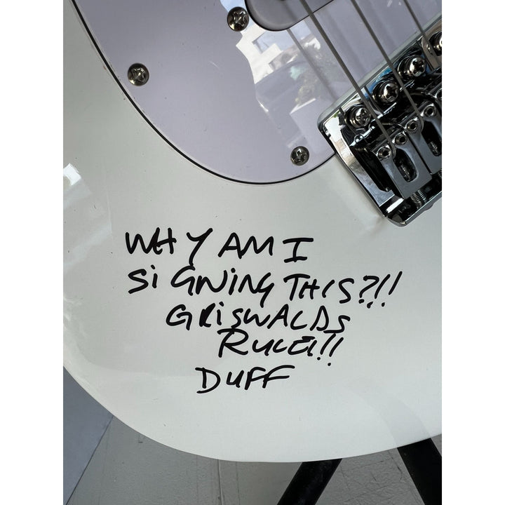 Vintage Guns N Roses signed electric guitar with inscriptions Axl Rose, Slash, Duff McKagan, Steven Adler,  Izzy Stradlin, signed with proof