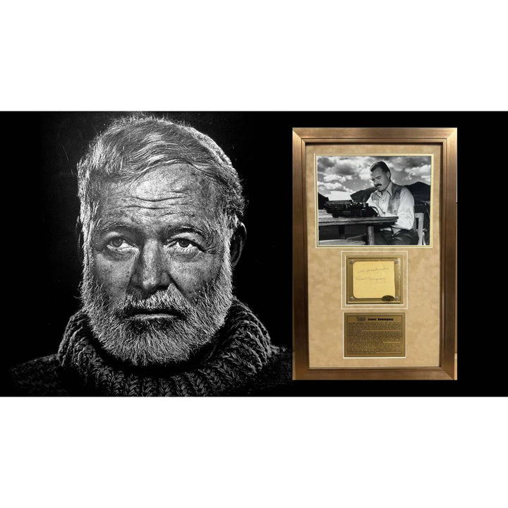 Ernest Hemingway vintage autograph book page signed with proof and museum quality frame 